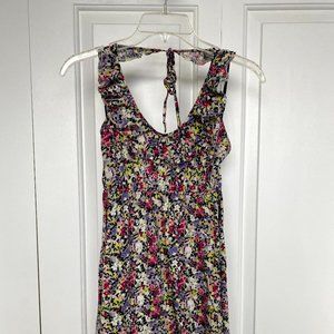 Express Floral Ruffle Neck Halter Dress